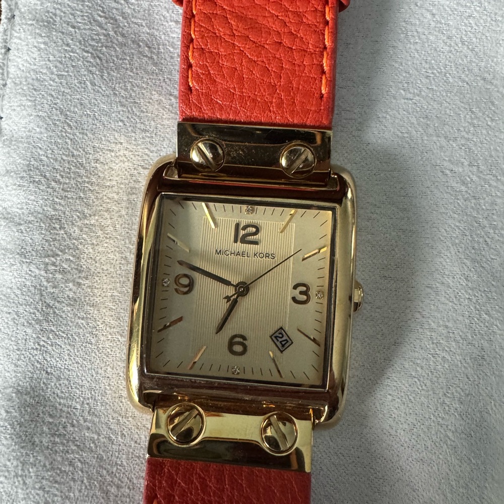 Michael Kors Gold Watch with Orange Strap